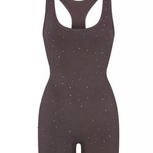 Women's Brown Rhinestone Bodysuit